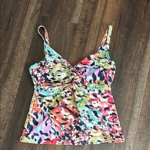 Bleu Rod Beattie Tankini Swim Top, Size 10, D Cup, Built in Bra w/Underw…